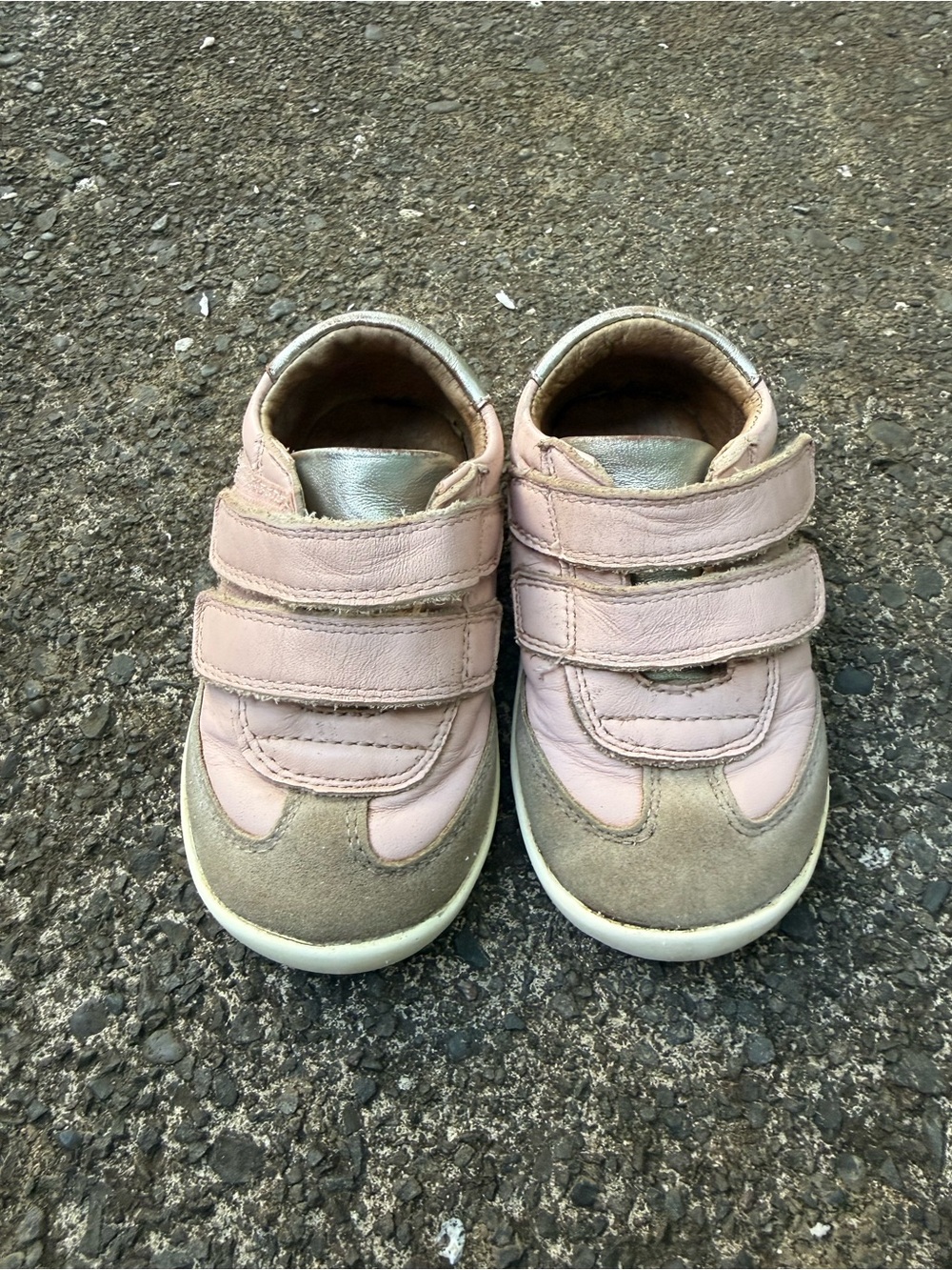 Old Soles Little Girls Light Pink and Tan Velcro Sneakers